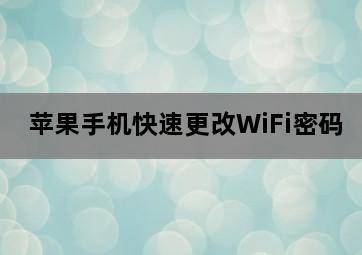 苹果手机快速更改WiFi密码-图片2